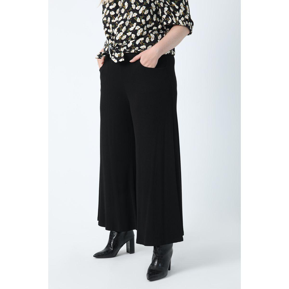 Pantalon jupe culotte noir hot sale