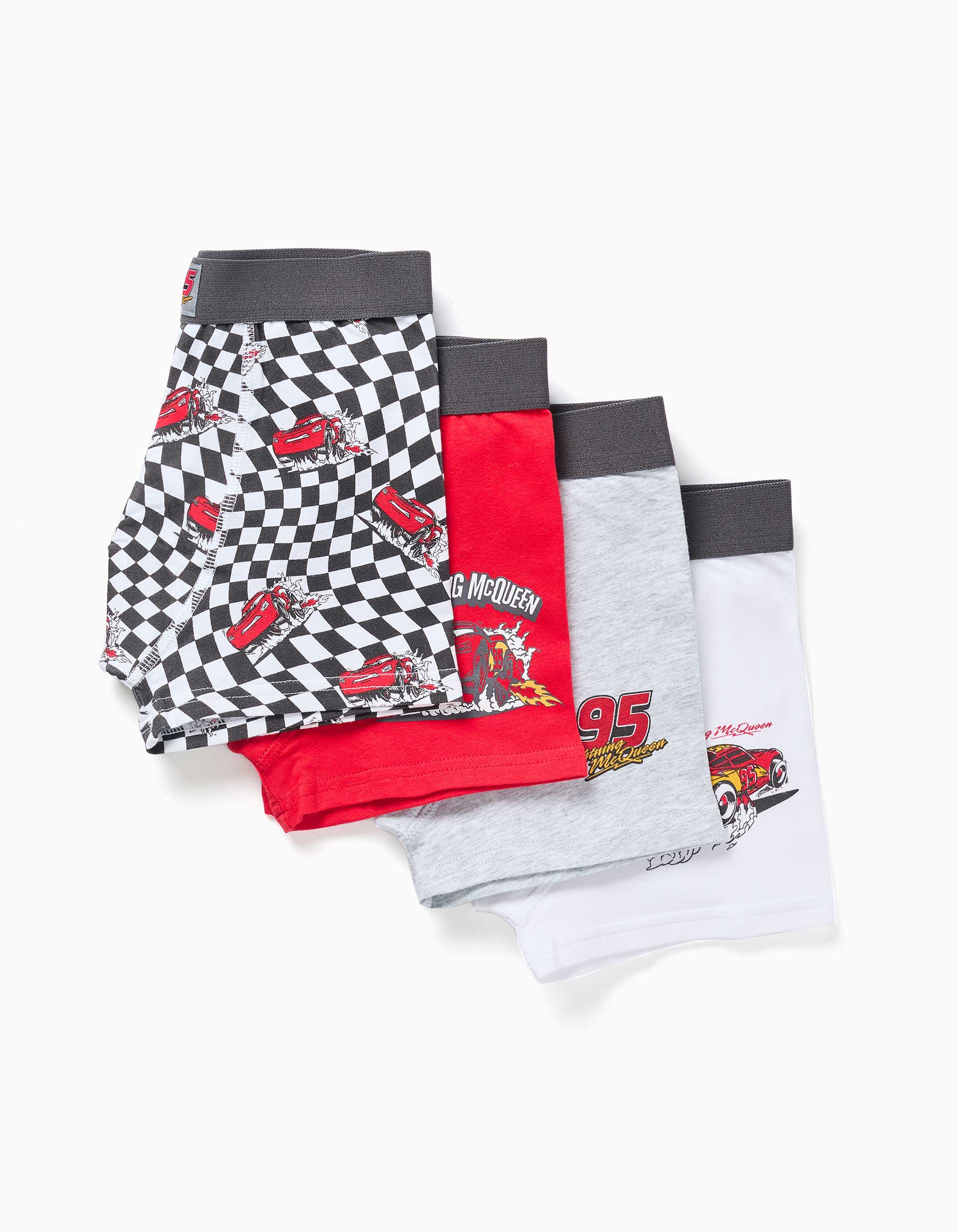 Lot de 4 boxers à imprimés Flash McQueen, ZIPPY