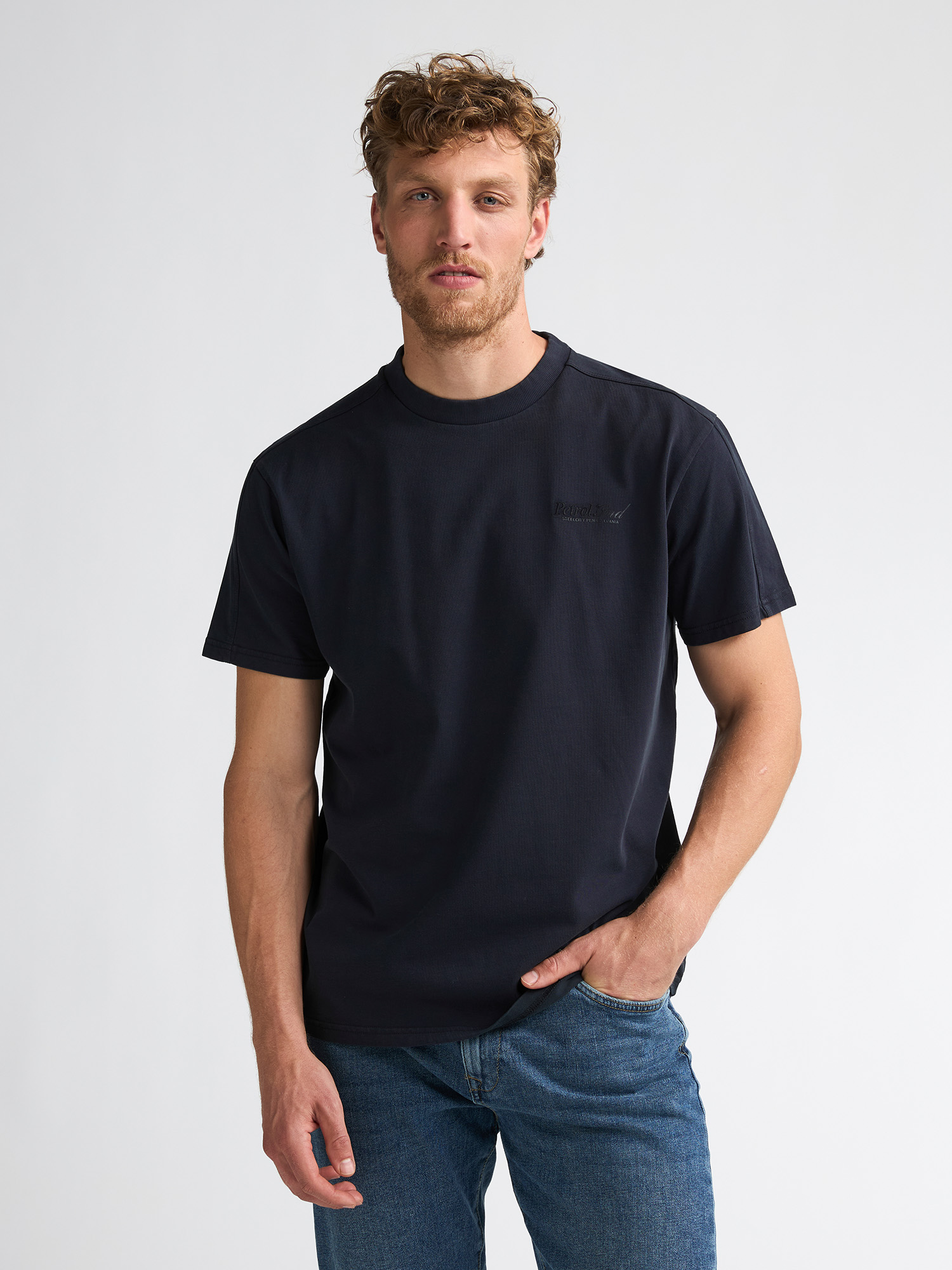 T-shirt en coton à coupe décontractée tanner, PETROL INDUSTRIES