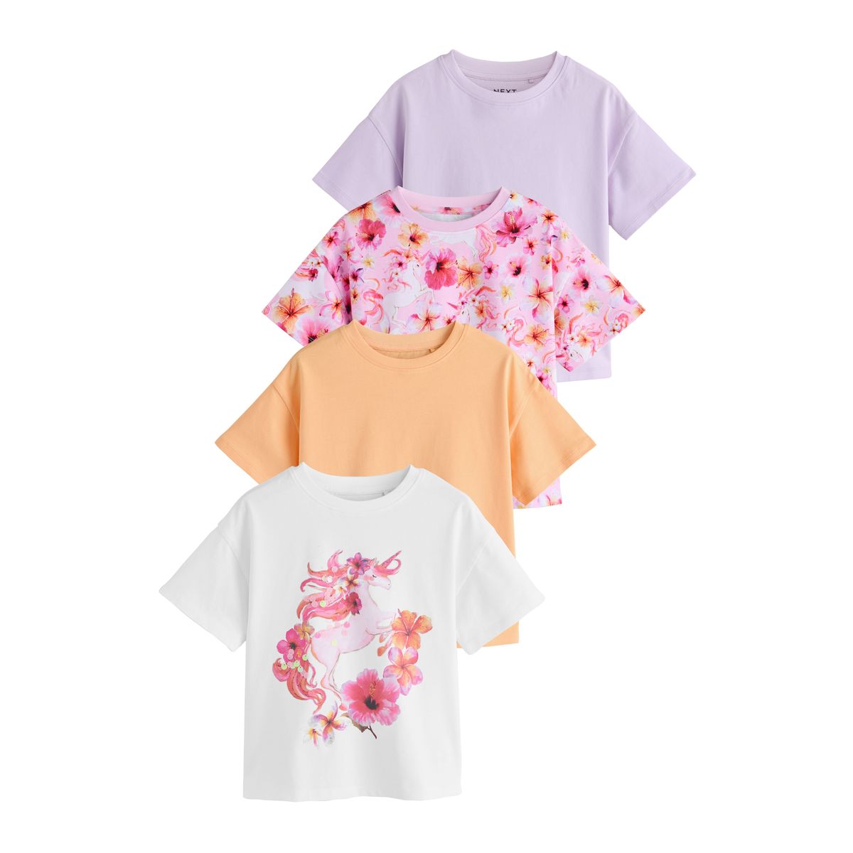 T-shirts licorne à sequins, lot de 4, NEXT