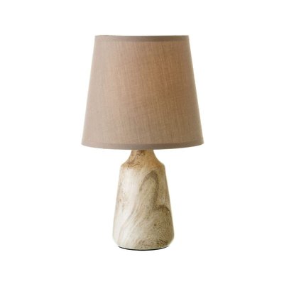 Lampe à poser ronde céramique effet bois - 16x16x27.5cm WADIGA