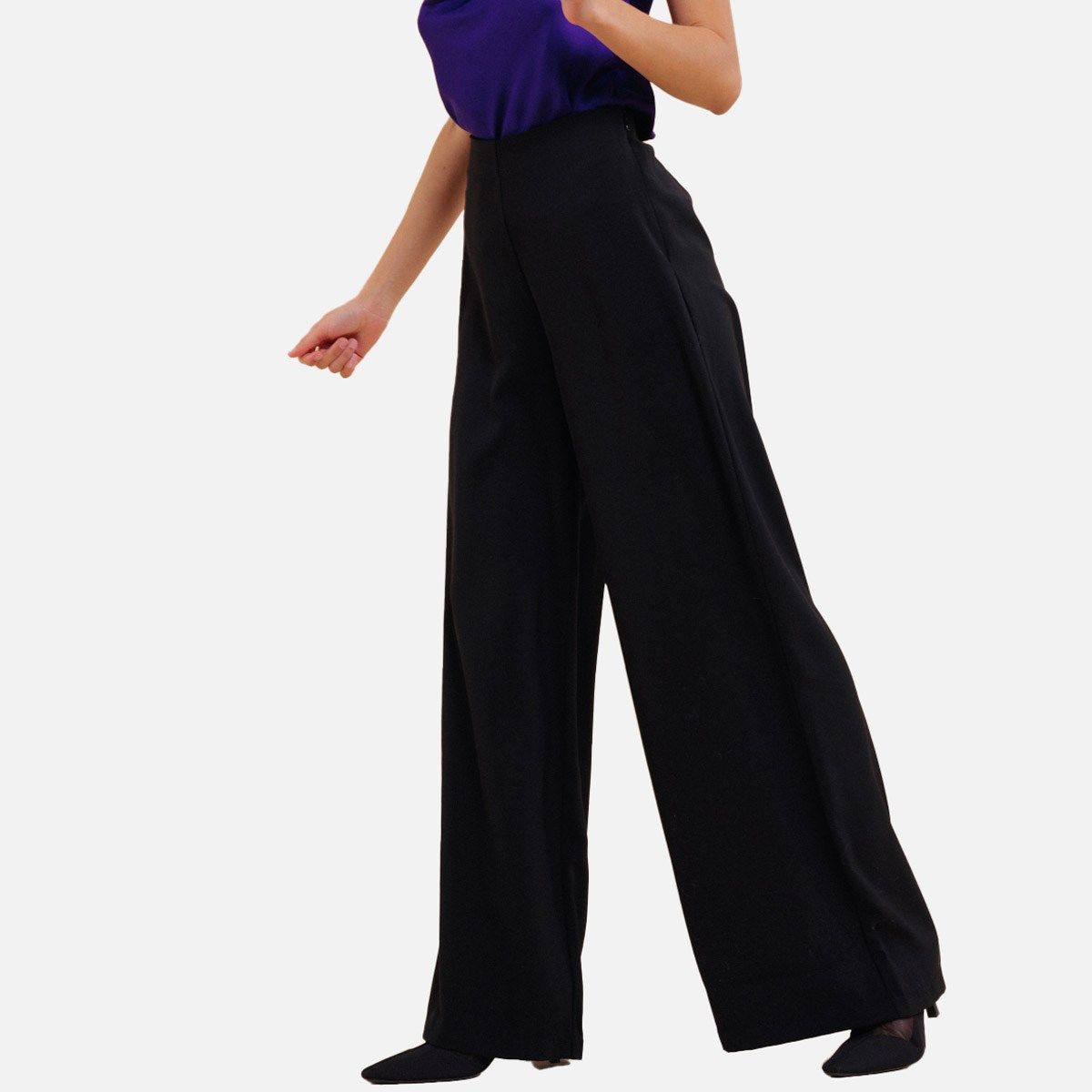 Pantalon noir taille online haute fluide