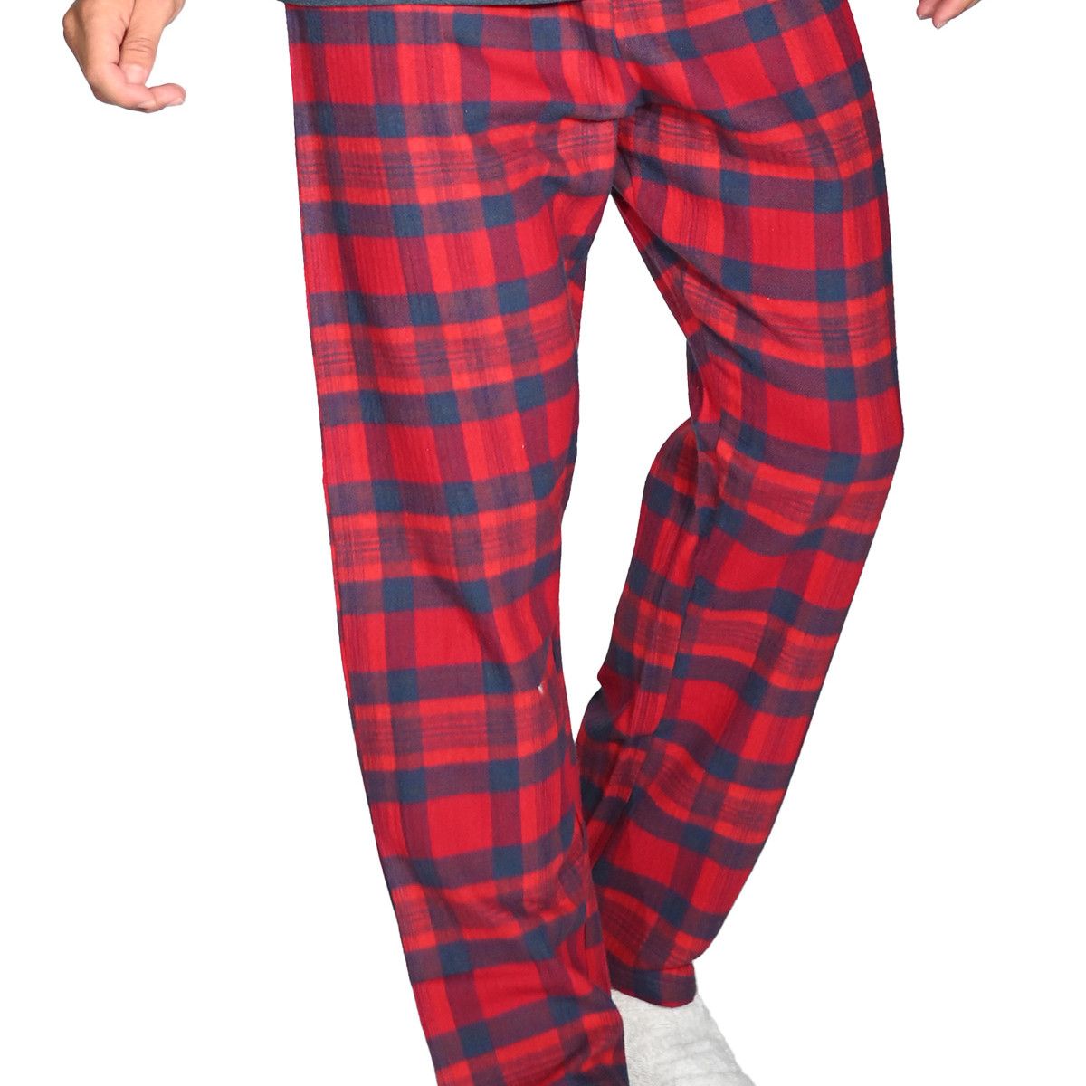 Pyjama Homme Haut Unis Jensey Bas Carraux Flanelle STONE