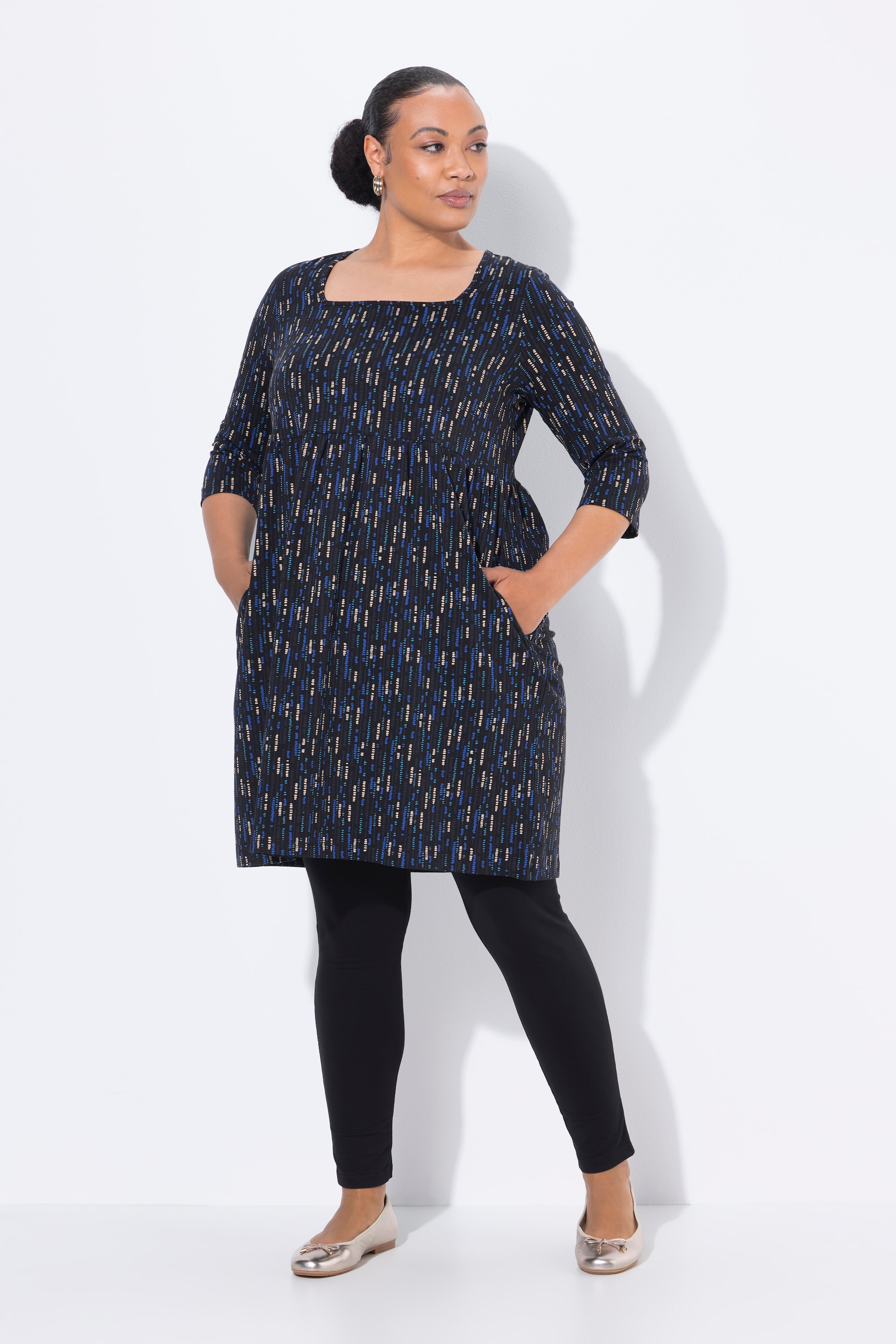 T-shirt long, col tunisien et manches 3/4, ULLA POPKEN
