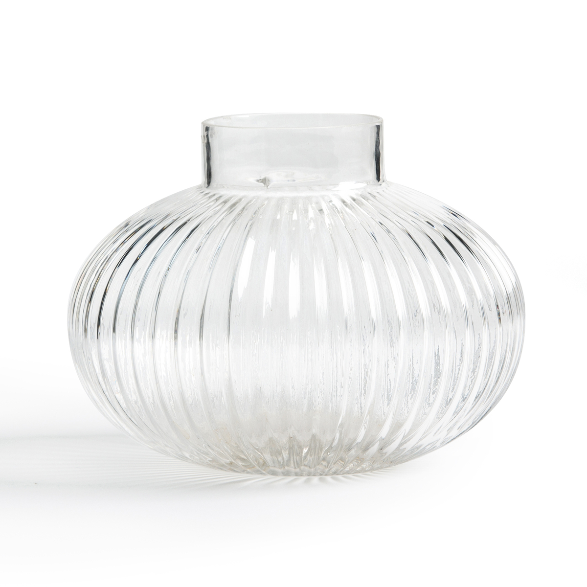 Afa 15cm High Round Striated Glass Vase