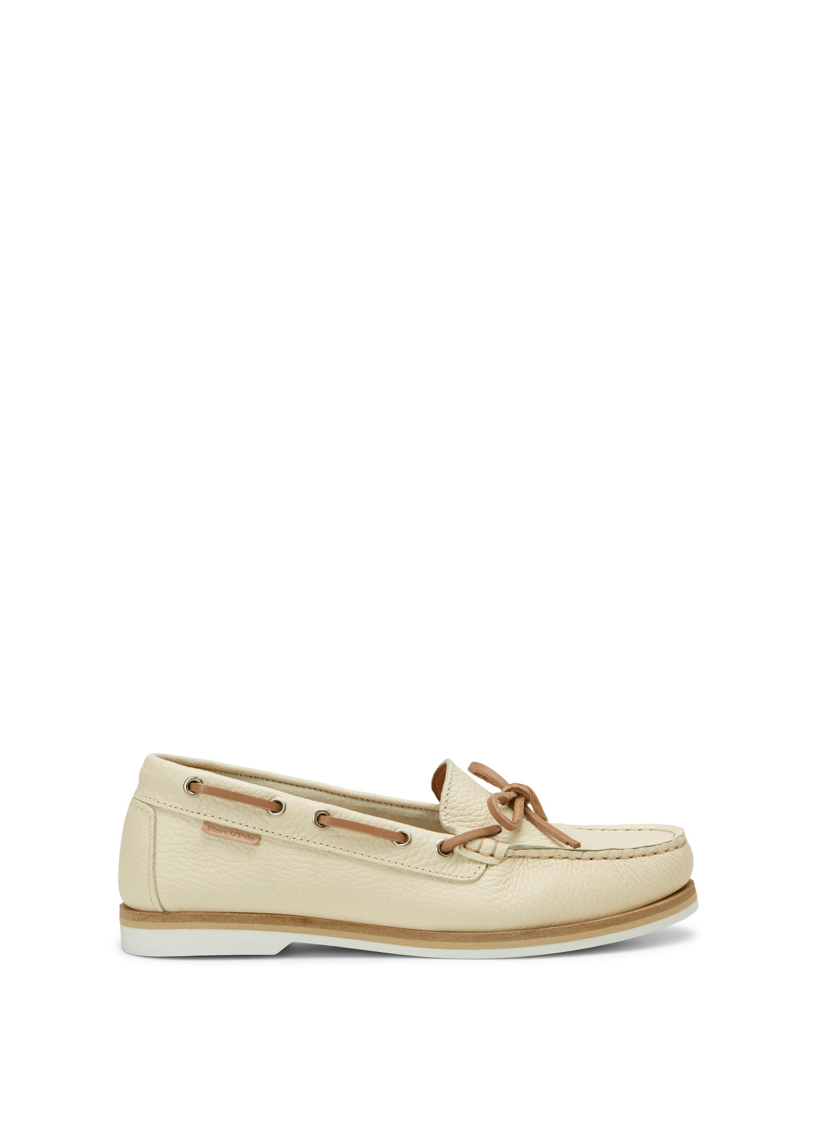 Chaussure bateau en cuir de vache grainé, MARC O'POLO