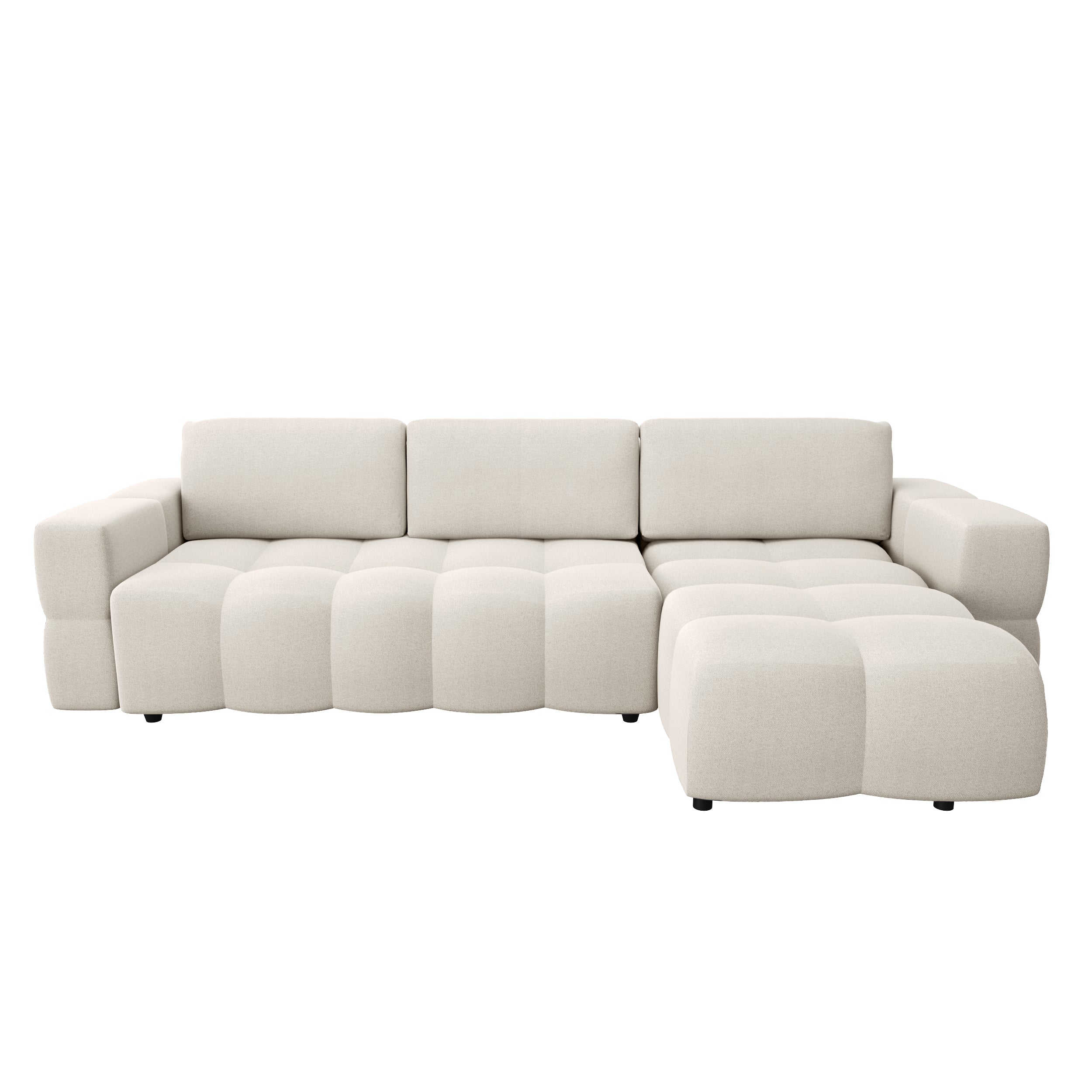 Canapé d'angle droit convertible 5 places en tissu tramé GABRIEL, SIA HOME