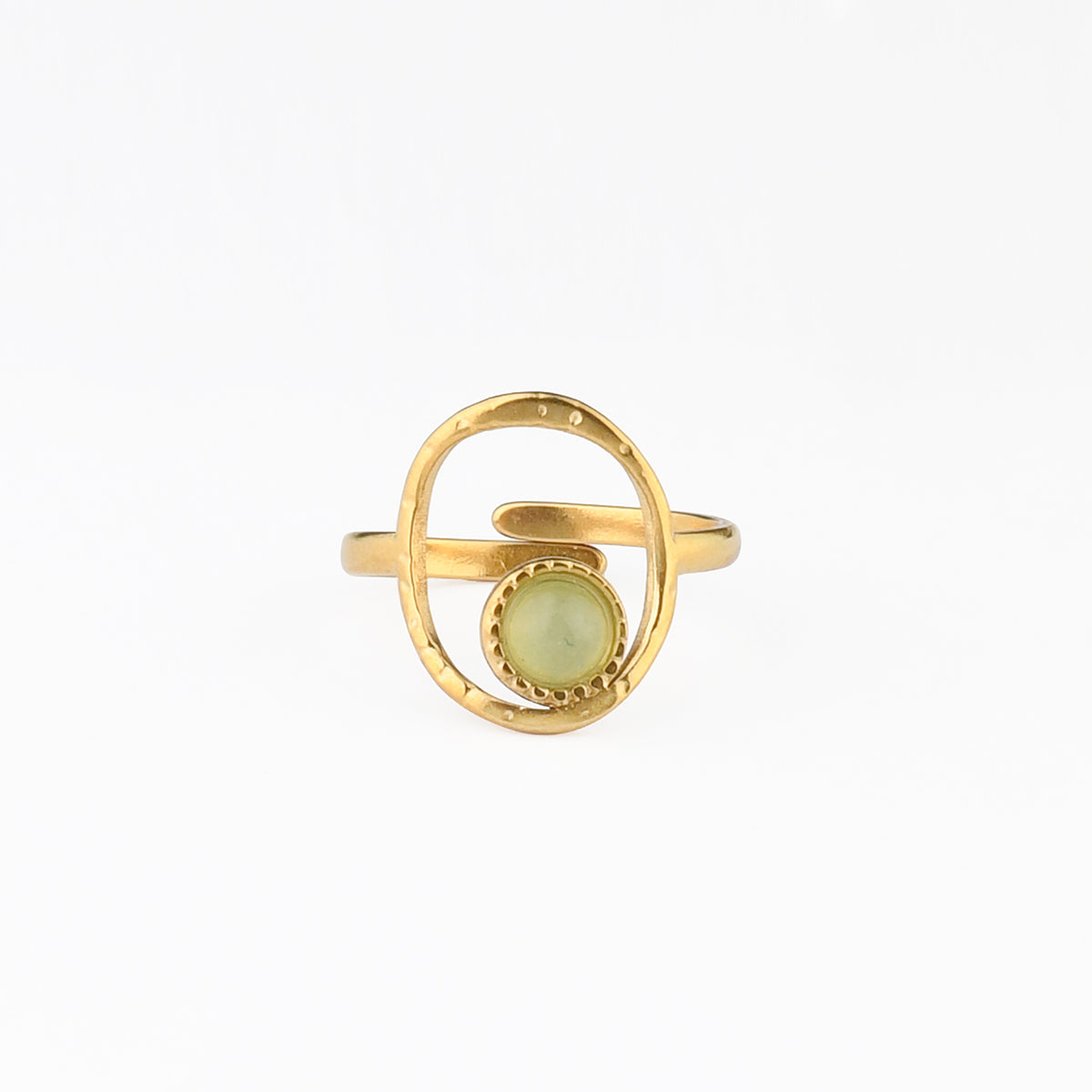 Bague ajustable en acier inoxydable avec pierre d'Aventurine, BALABOOSTE
