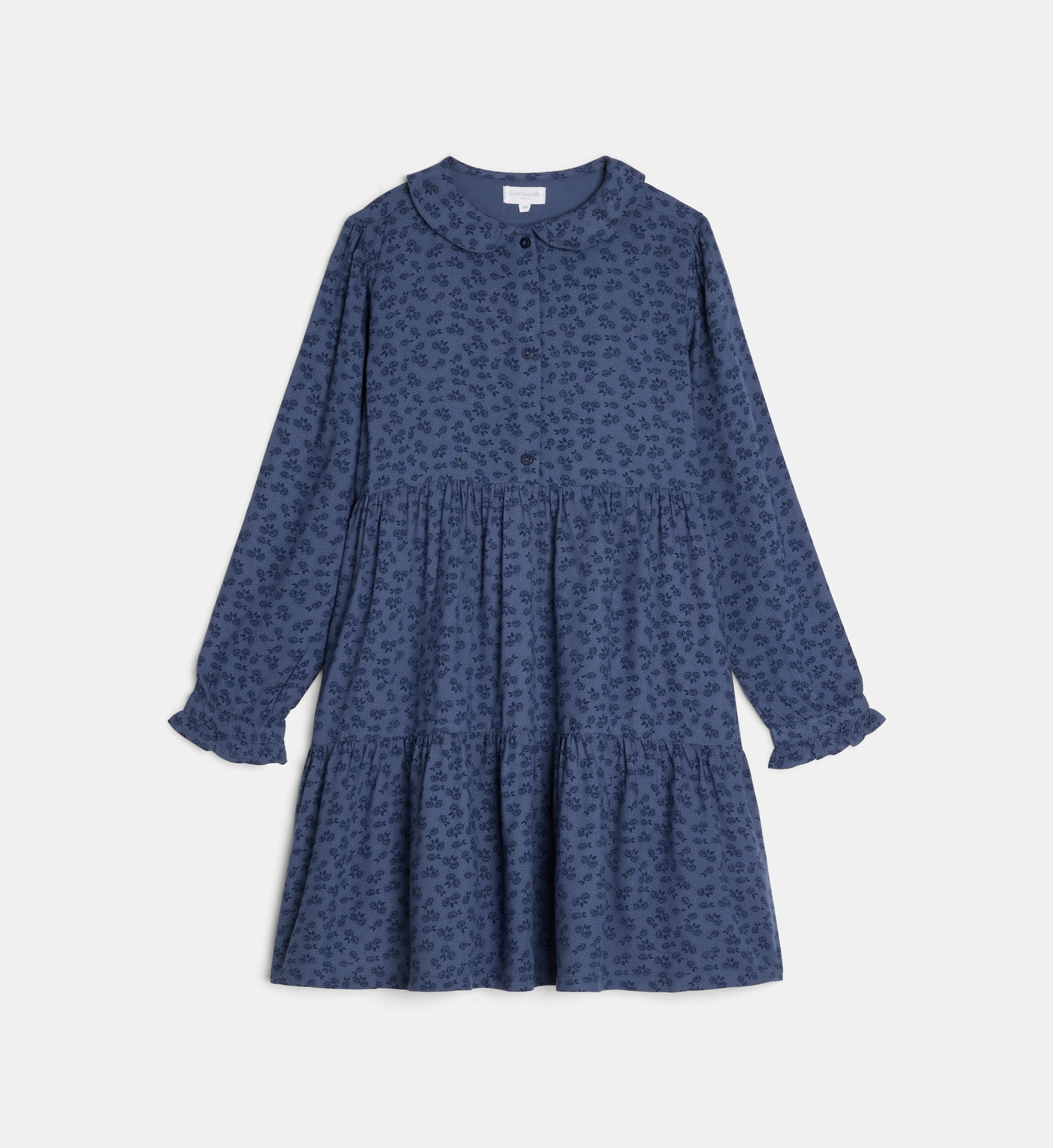 Robe froncée taurelia à motif floral en sergé, CADET ROUSSELLE