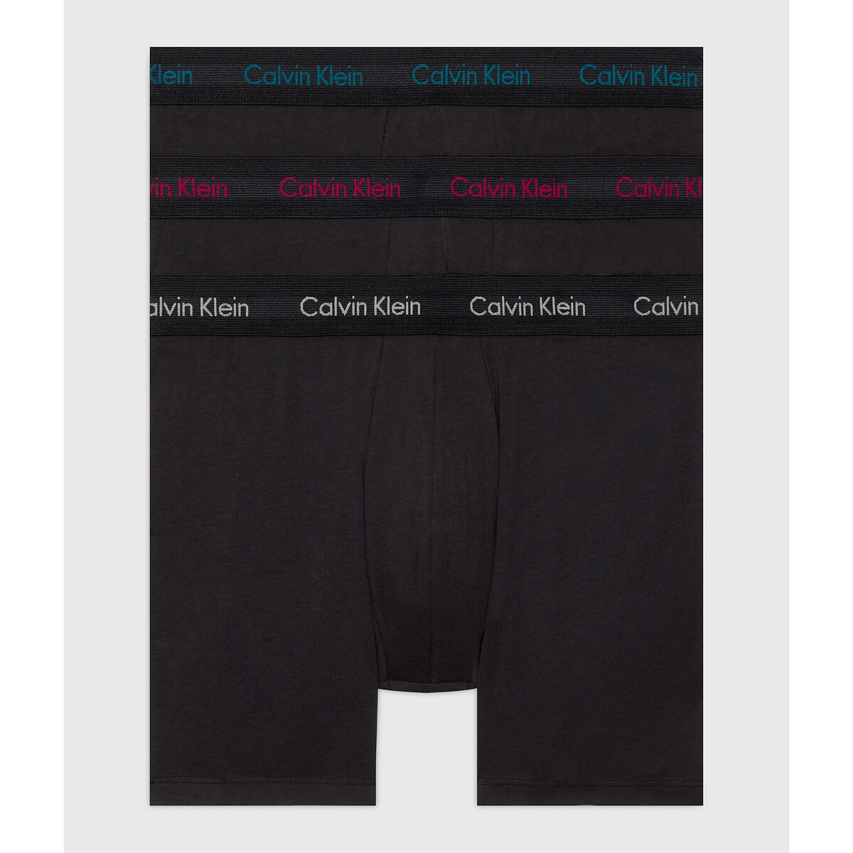 Lote de 3 boxers lisos cinzento + verde + rosa Calvin Klein Underwear