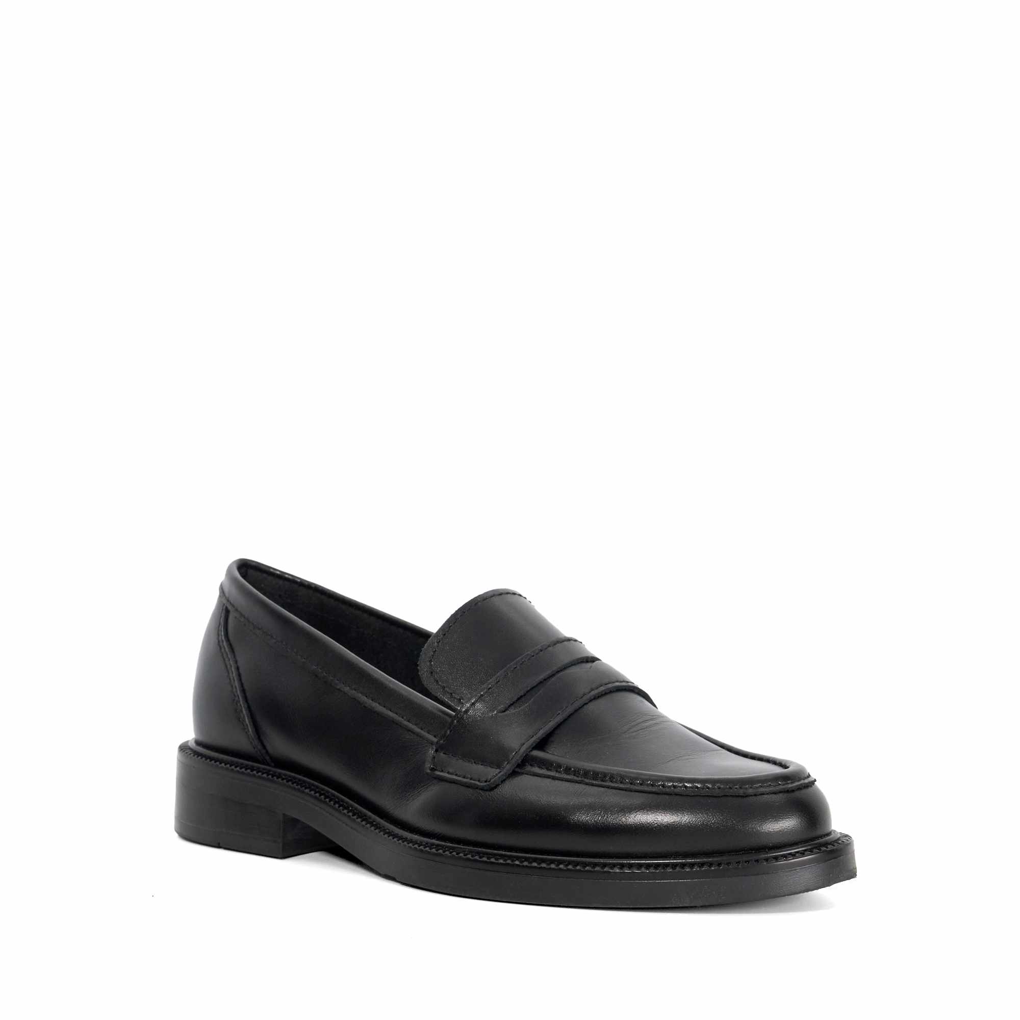 Wide Fit GIYAWide Fit Almond Toe Leather Penny Loafers -, DUNE LONDON