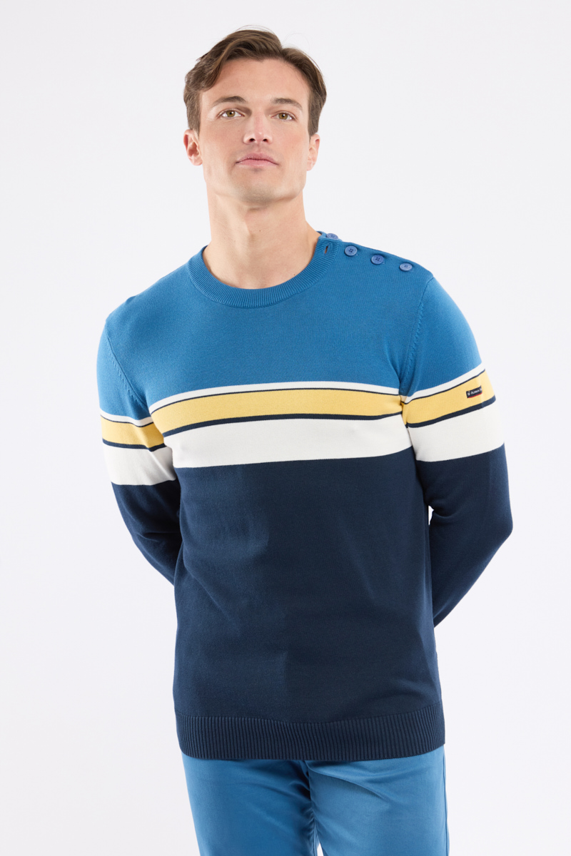 Pull marin tricolore en coton, ARMOR-LUX