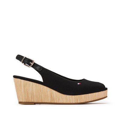 Iconic Elba Sling Sandals in Leather with Wedge Heel TOMMY HILFIGER