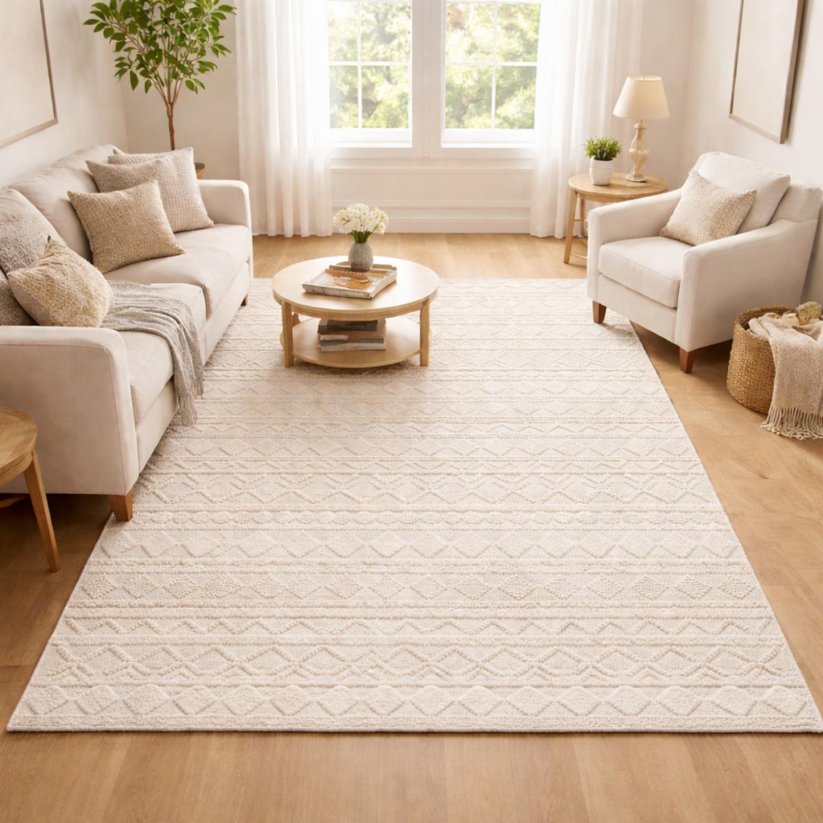Tapis salon et chambre tissé en laine motif scandinave TINCA, UN AMOUR DE TAPIS