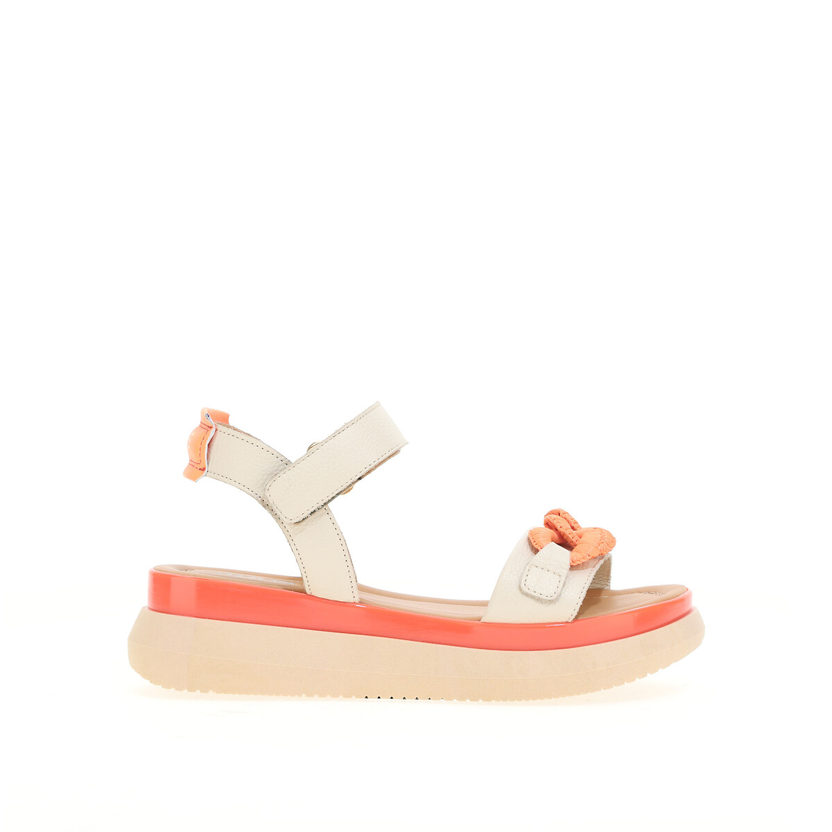 Leather platform sandals beige orange Mjus La Redoute