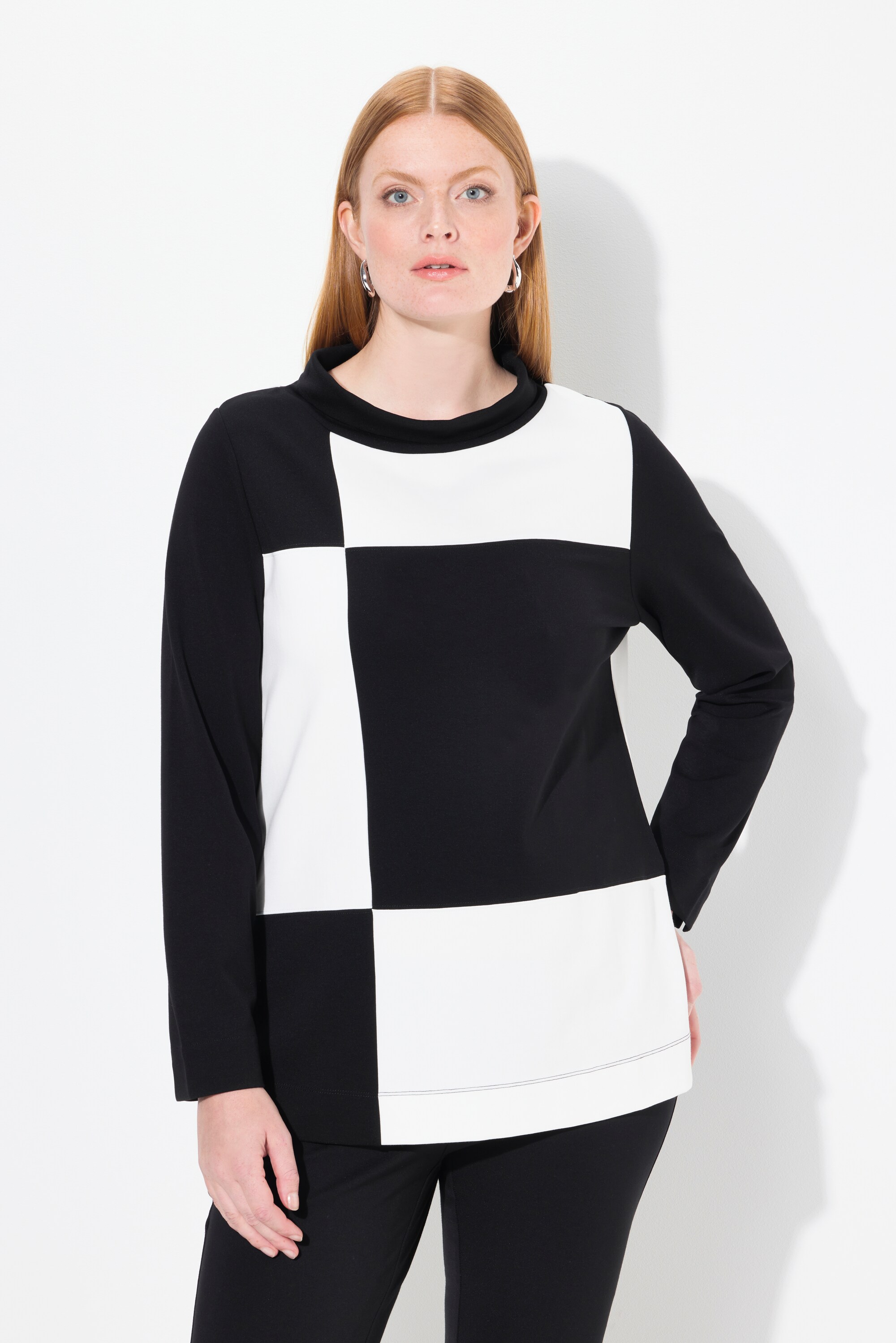 Sweat-shirt en modal mélangé à carreaux, ULLA POPKEN