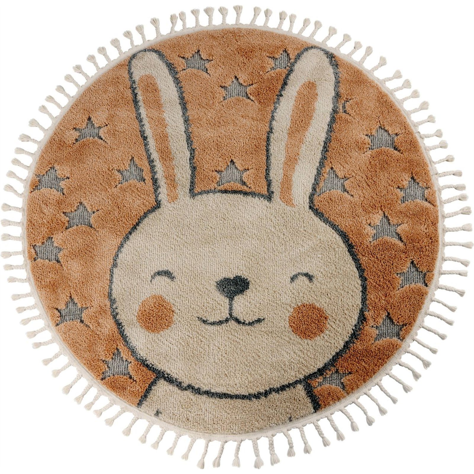 Tapis rond enfant motif lapin, Dos en jute, ARTE ESPINA