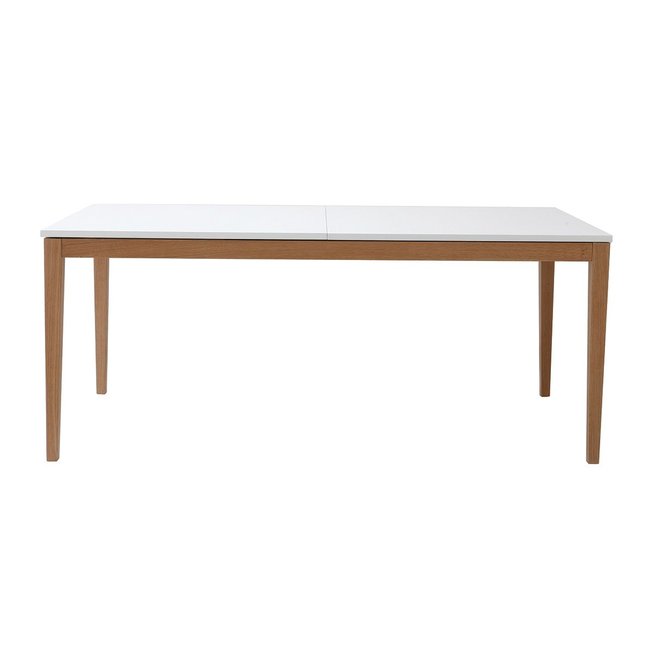 Table à manger scandinave extensible he pieds bois rectangulaire L180-260 cm DELAH Couleur bois clair / blanc <span itemprop=