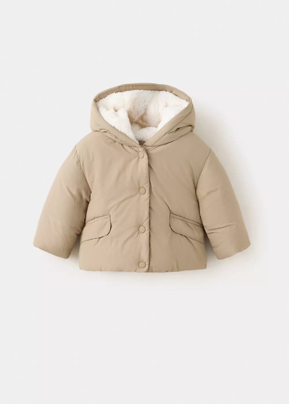 Anorak matelassé imitation fourrure, MANGO BABY