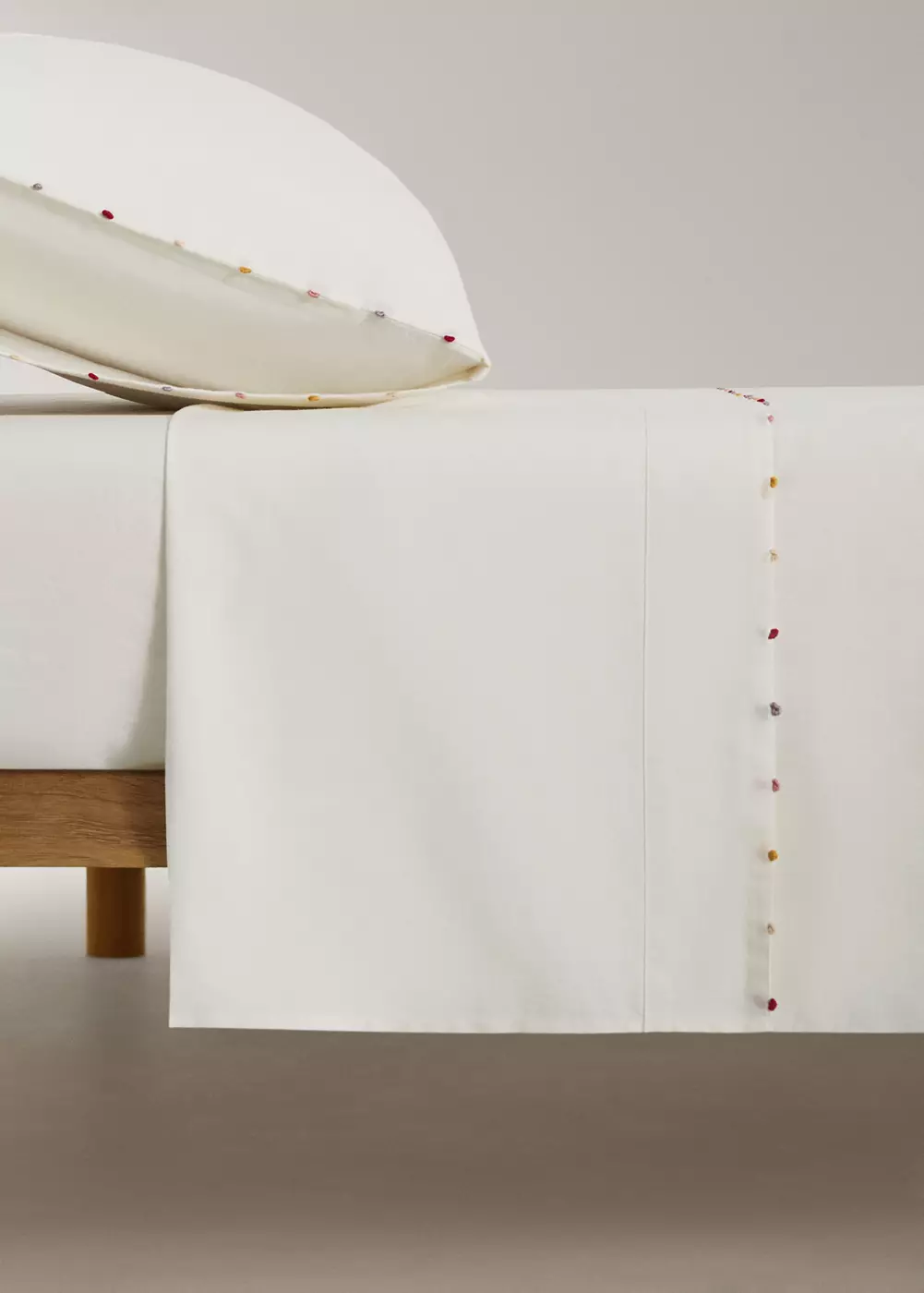 Drap plat 100 % coton brodé Lit 90 cm, MANGO HOME