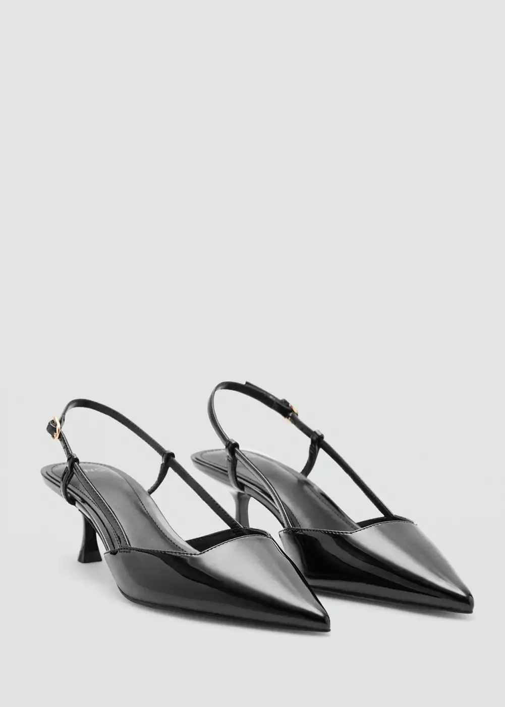 Chaussures à talon en cuir vernis, MANGO