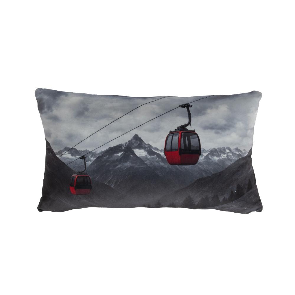 Coussin imprimé télécabine ski 30x50 cm (lot de 2), AMADEUS