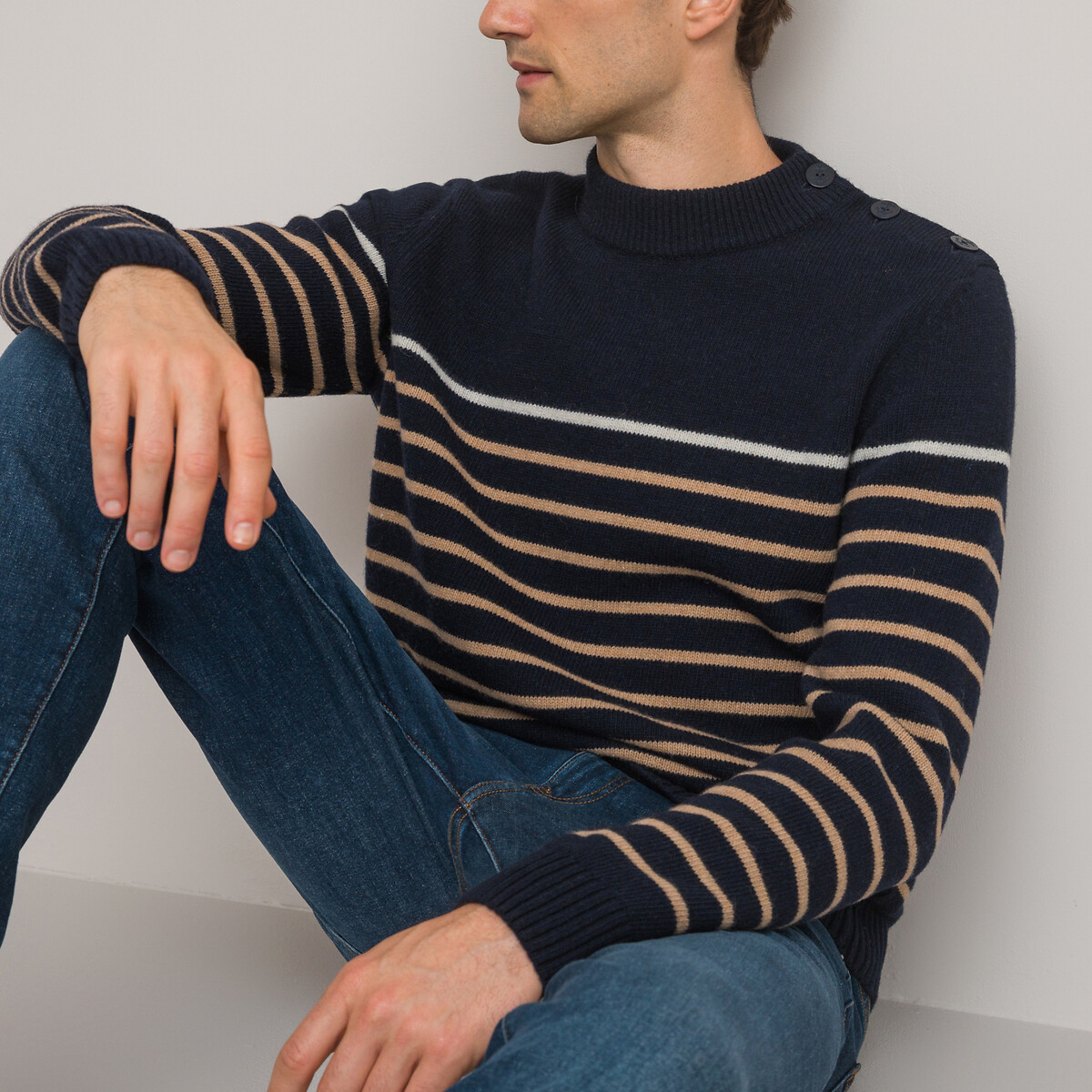 Breton Striped Jumper in Recycled Wool Mix, Made in France