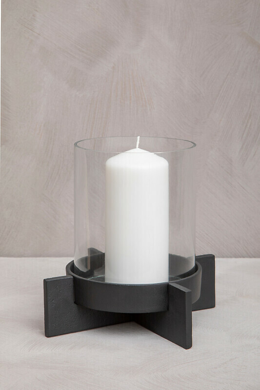 Large Matt Black Finish Candle Holder, FIFTY FIVE SOUTH