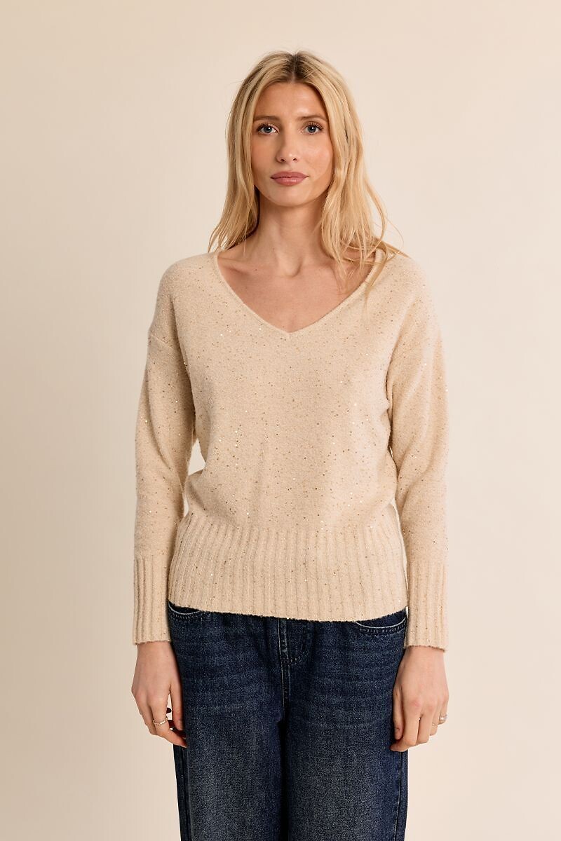 Pull col V avec sequins, MOLLY BRACKEN