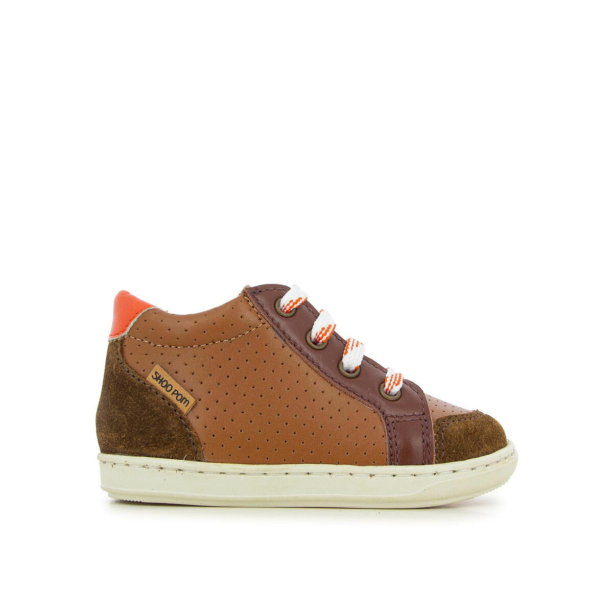 Kids bouba zip box high top trainers in leather camel Shoo Pom La Redoute