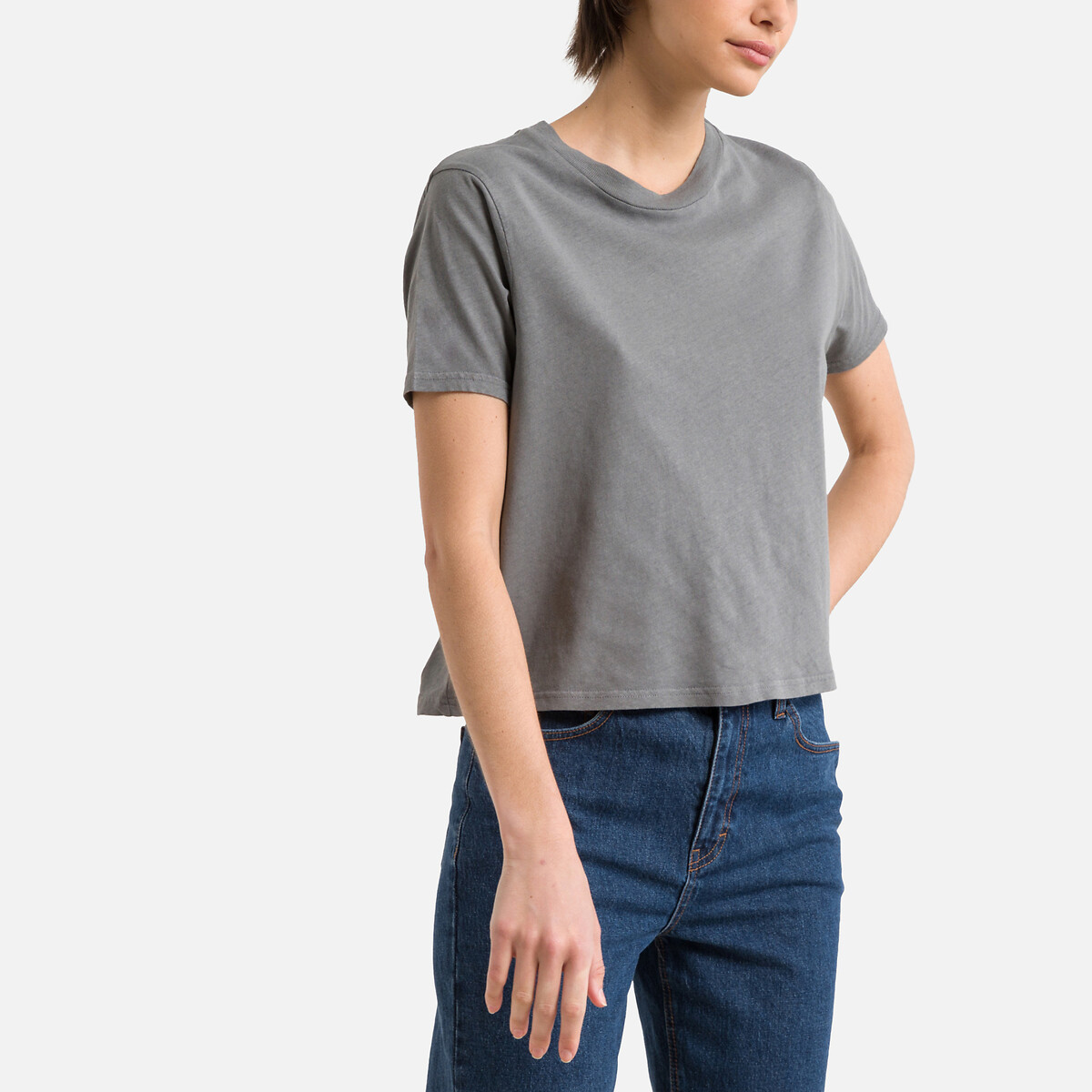 Bozy Cotton/Linen T-Shirt with Crew Neck and Short Sleeves
