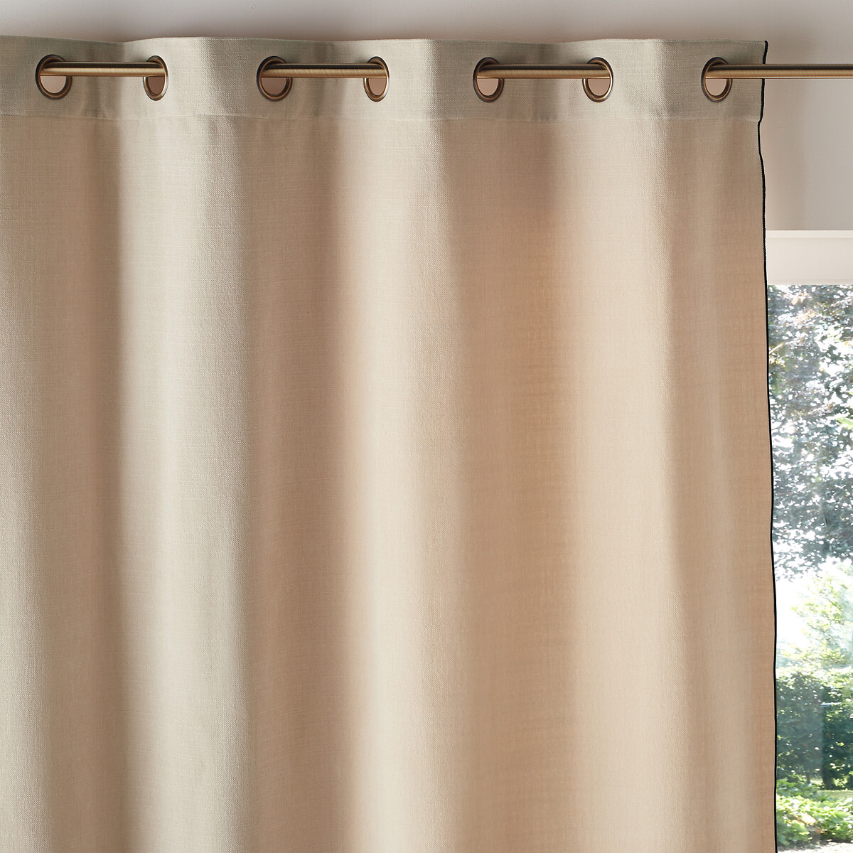 Tenda a occhielli Lino lavato leggermente sgualcito Carlina Bianco 140x350 cm | Leroy Merlin