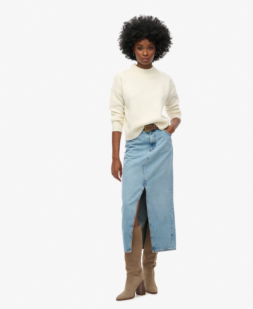 Jupe longue fendue en jean, SUPERDRY
