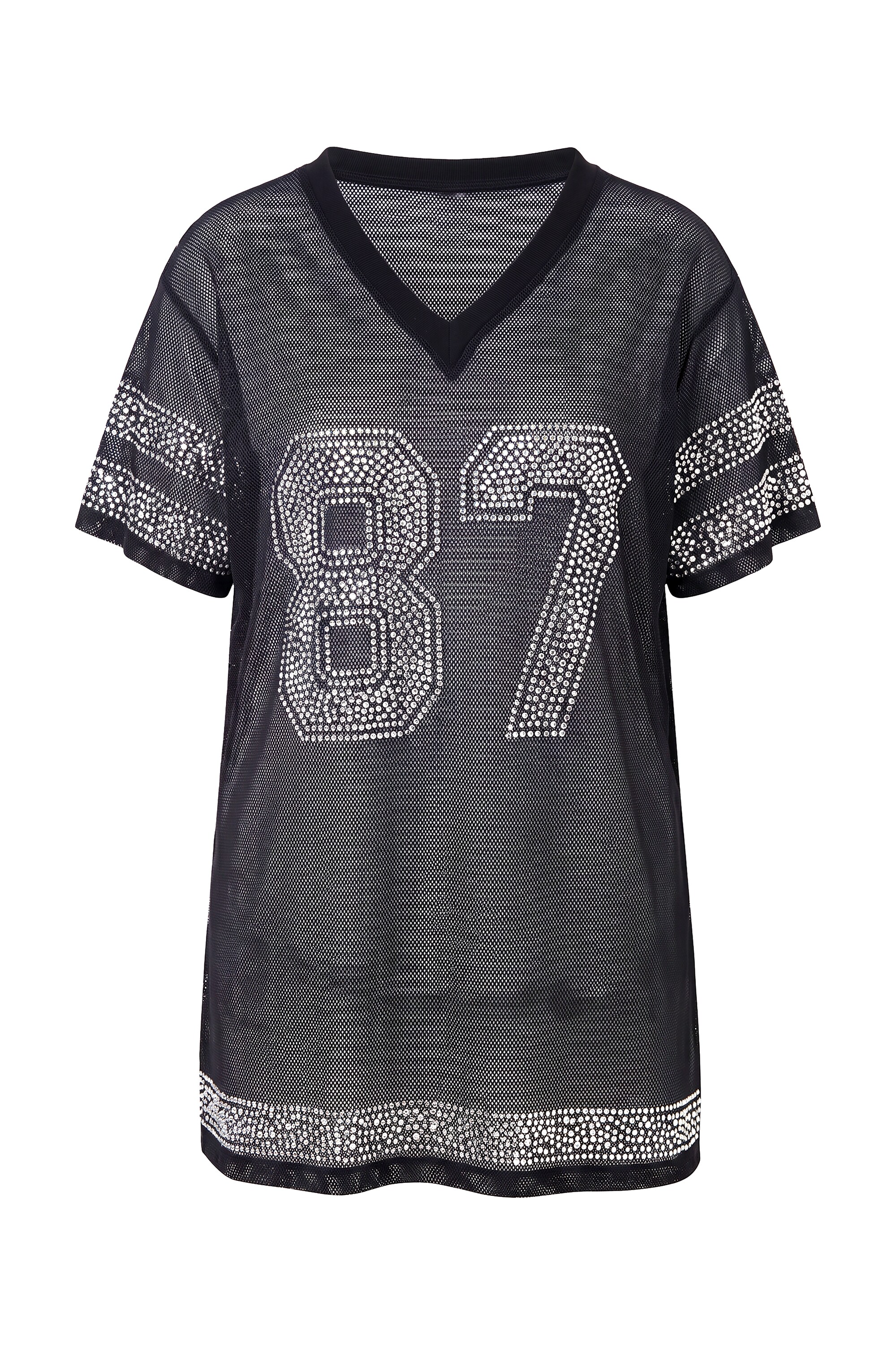 Maillot, t-shirt, mesh oversize, strass, ULLA POPKEN