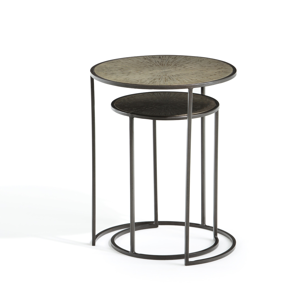 Product photograph of Set Of 2 Dric Nesting Side Tables In Brass from La Redoute UK