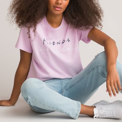 Logo Print Cotton T-Shirt with Short Sleeves FRIENDS