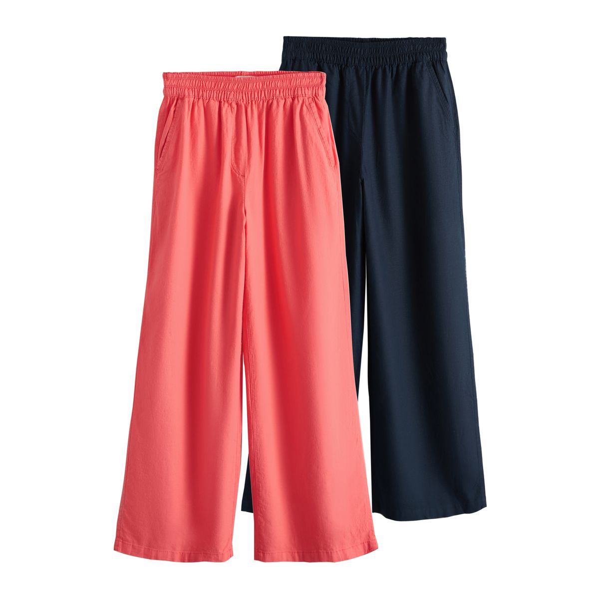 Pantalon large en lin stretch, lot de 2, NEXT