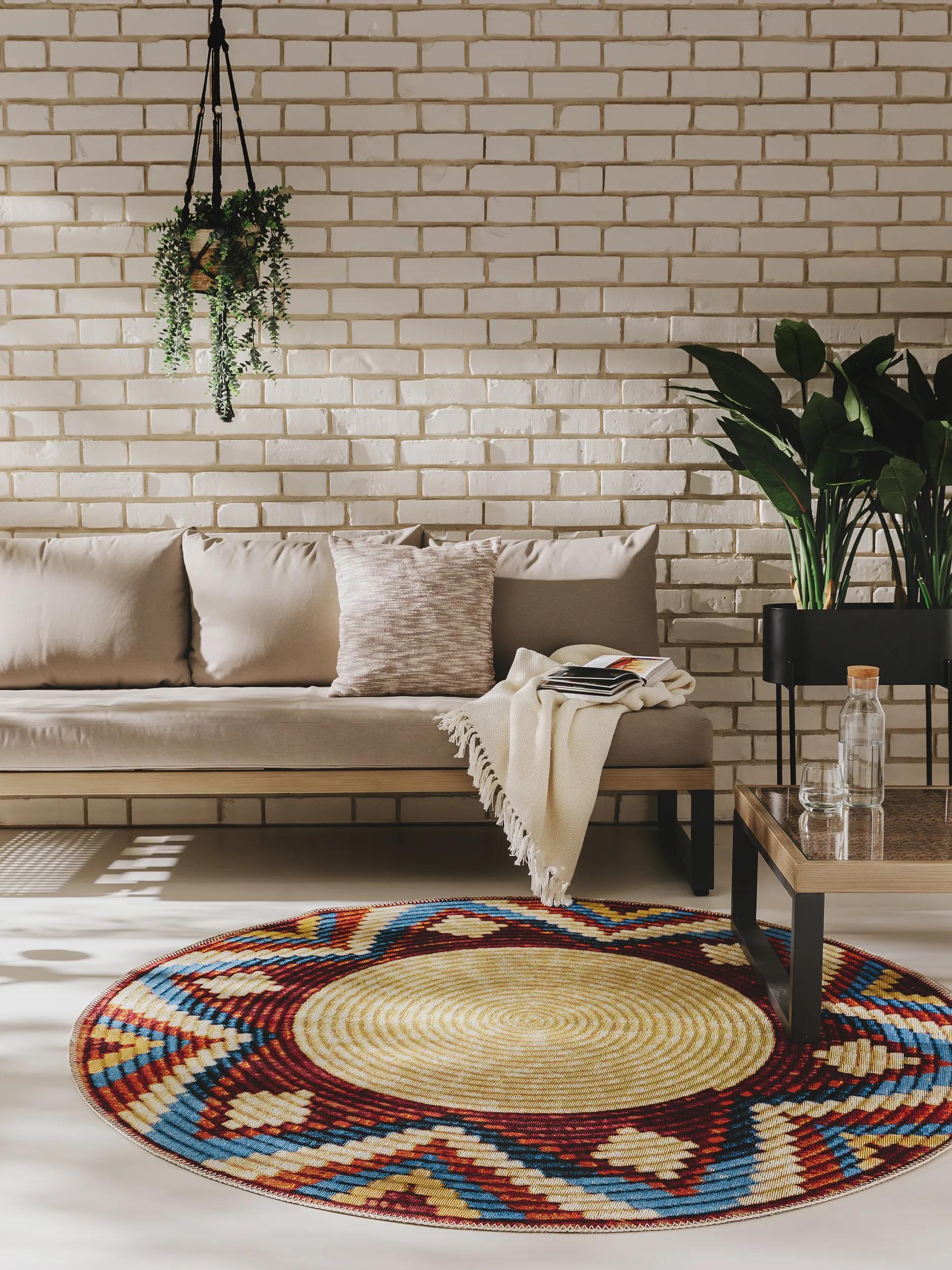 Tapis d'extérieur & intérieur rond KENYA, BENUTA