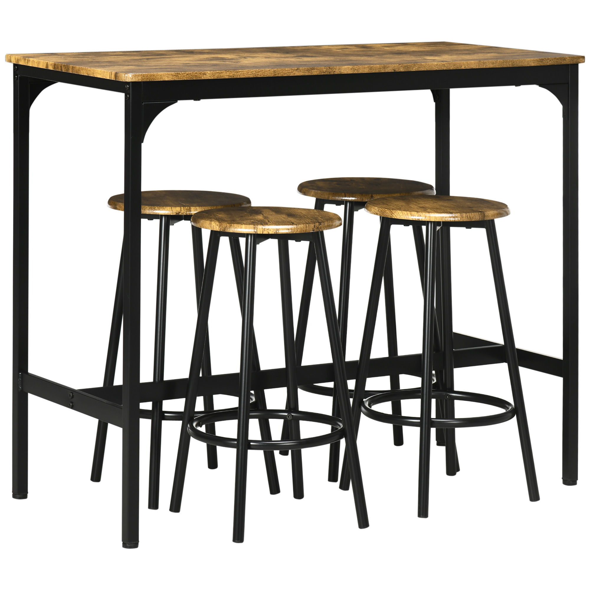 Ensemble de table de bar Métal Marron, HOMCOM