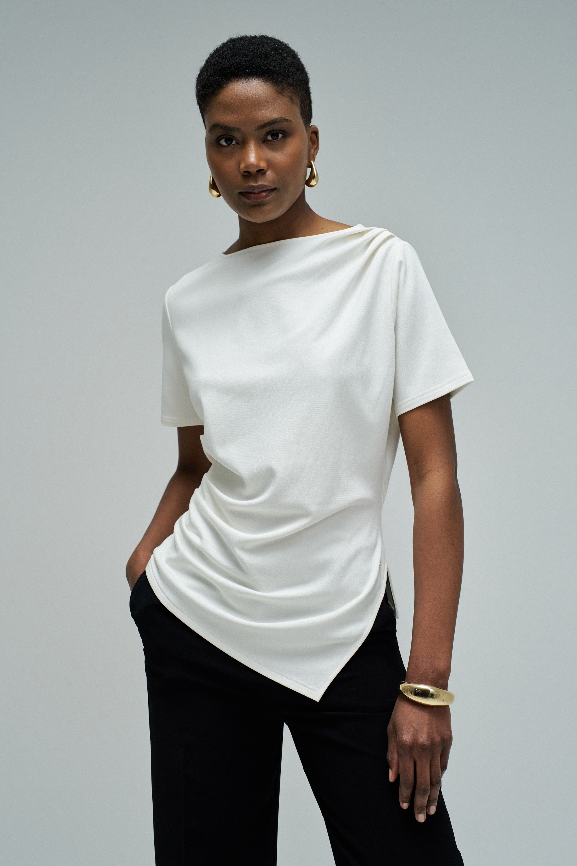 T-SHIRT ASSIMÉTRIQUE AVEC DRAPÉ, SALSA JEANS