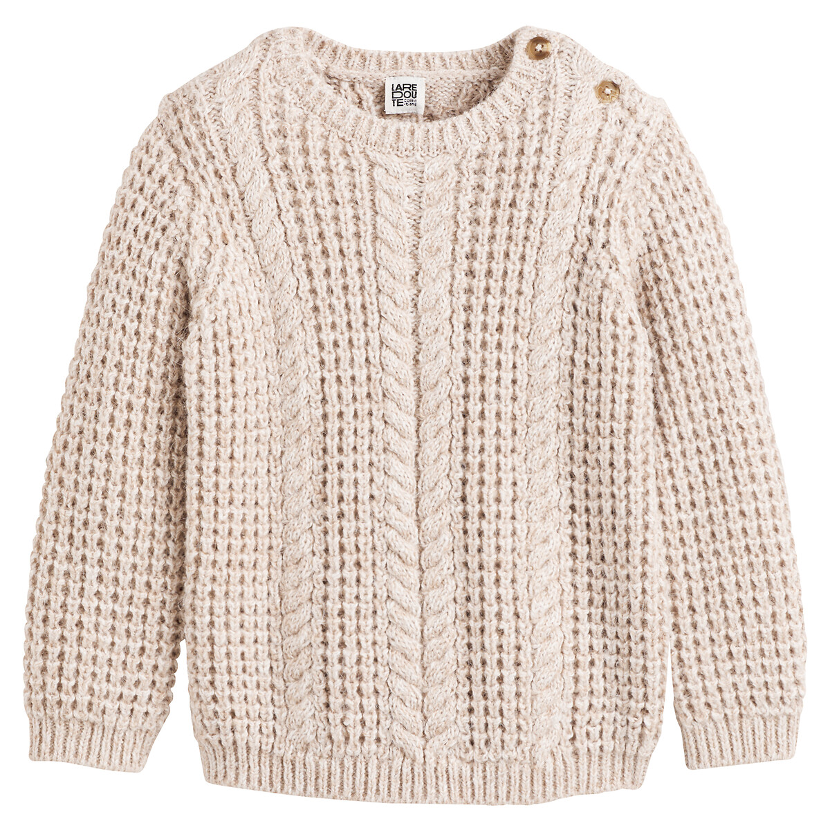 Trui met ronde hals in grof fantasie tricot
