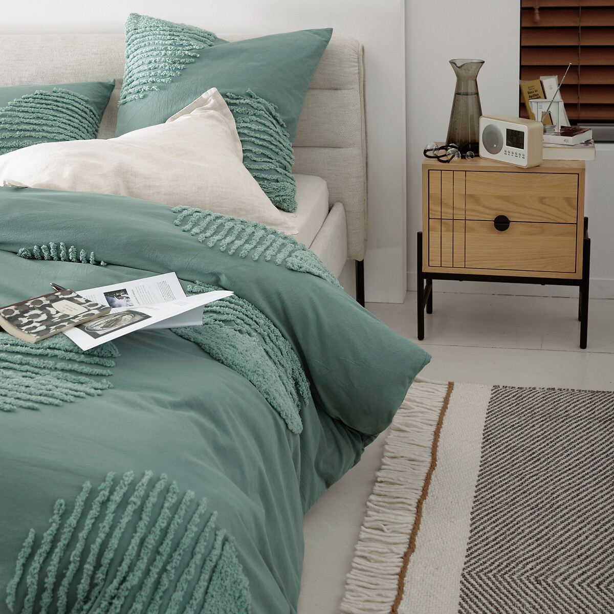 Soren Tufted 100 Cotton Duvet Cover Grey Green La Redoute Interieurs Soren Tufted 100 Cotton Duvet Cover, Spanish Super King Bed Size Nz