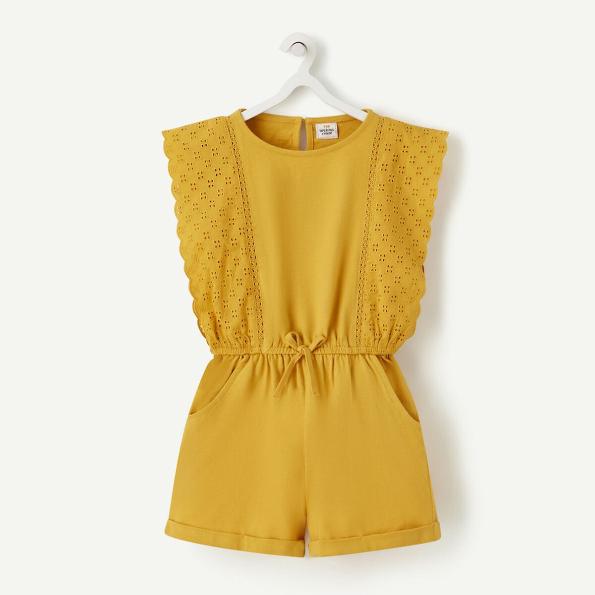 Cotton Playsuit with Broderie Anglaise Ruffles