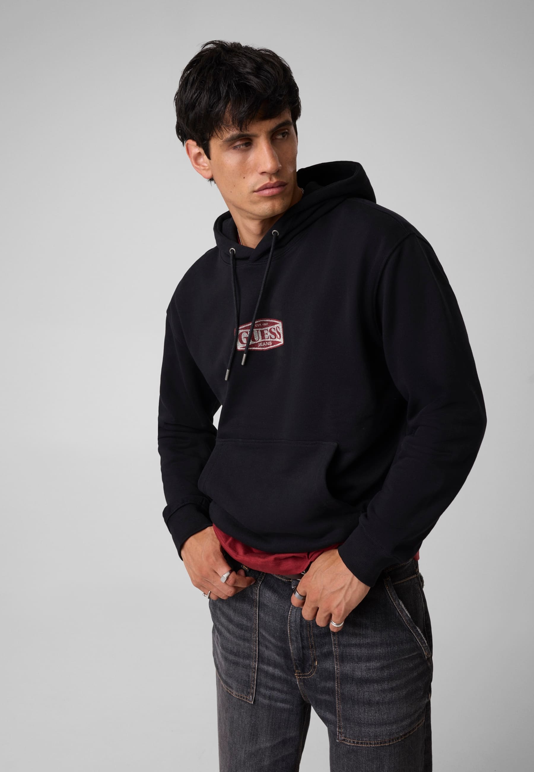 Sweat À Capuche Avec Logo Classique, GUESS JEANS