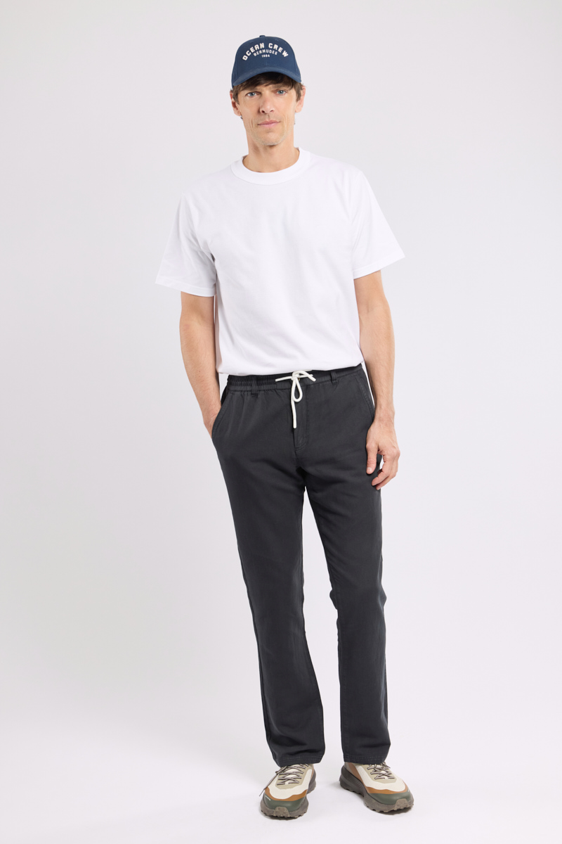 Pantalon taille élastique DOMINO en lin et coton pour homme, BERMUDES