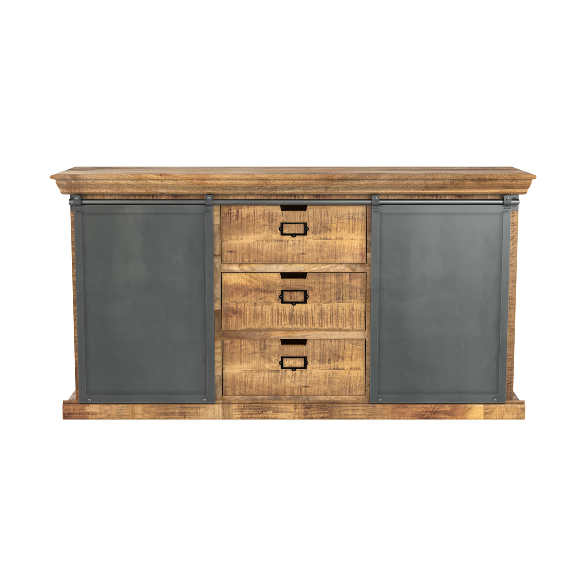 Buffet en bois 3 tiroirs 2 portes coulissantes en métal - TABUK, MAISON PAVANE