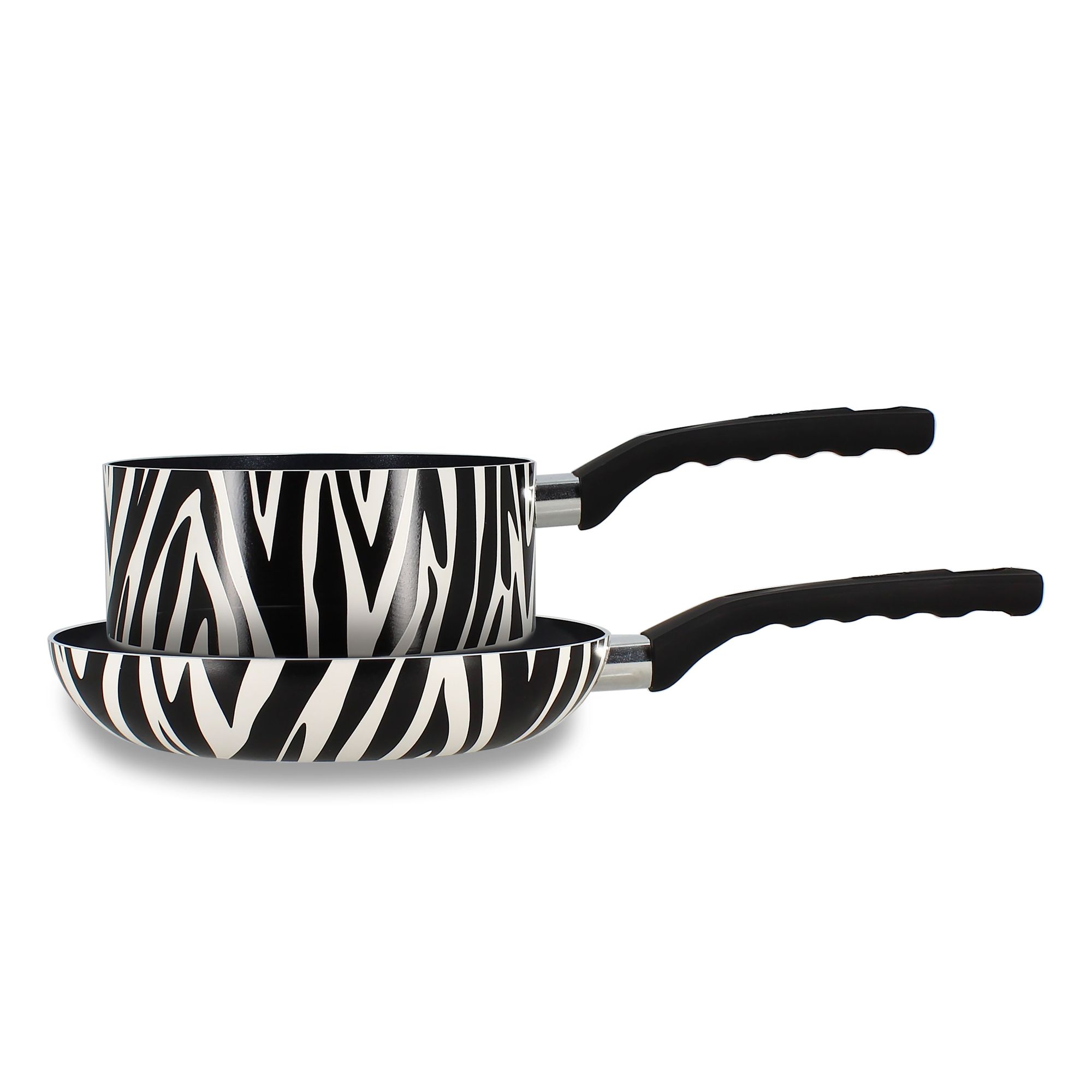 Set 1 poêle 24cm et 1 casserole 18cm en aluminium, ZEBRE, MENASTYL