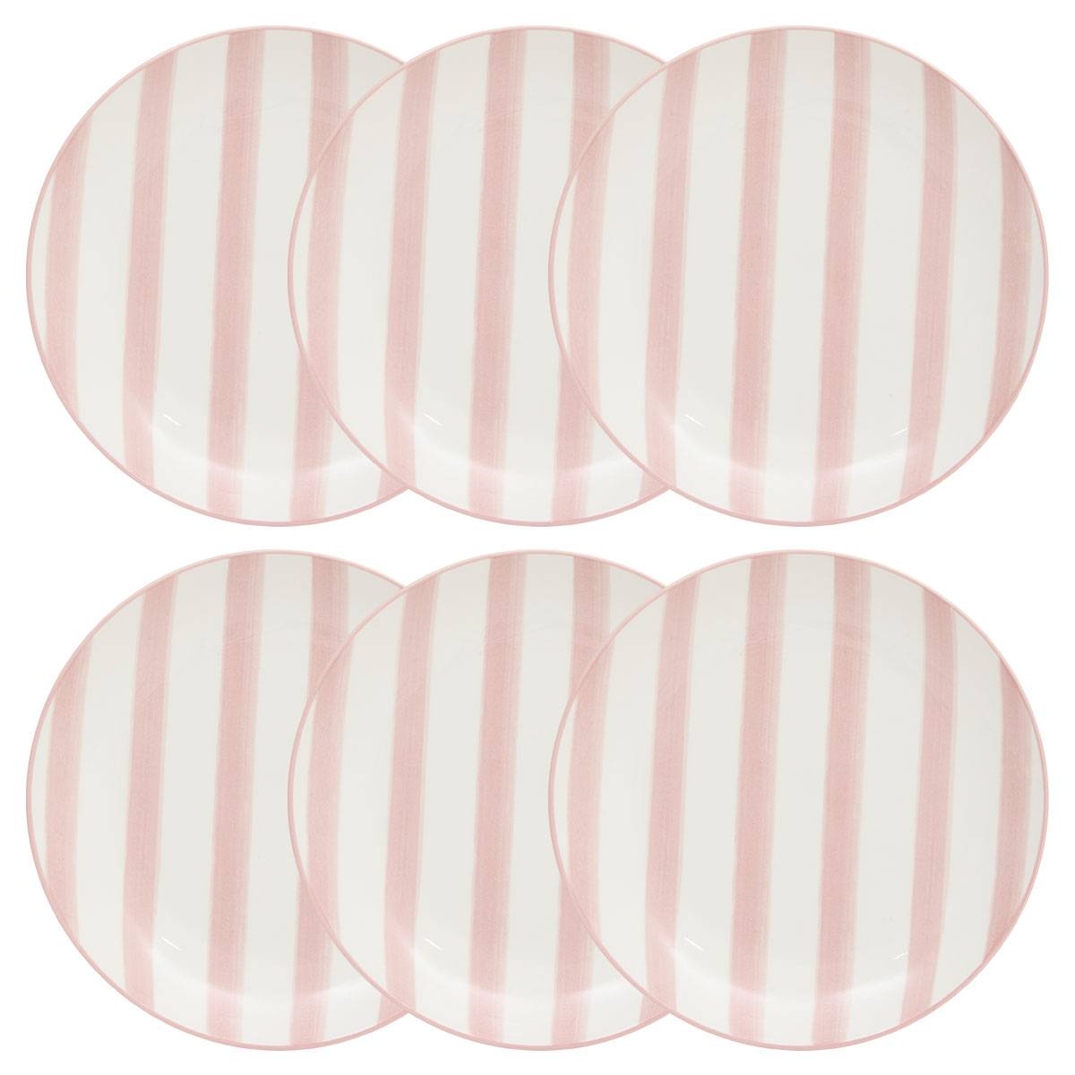Lot de 6 assiettes plates rayée D19cm CHARLIE, ATMOSPHERA