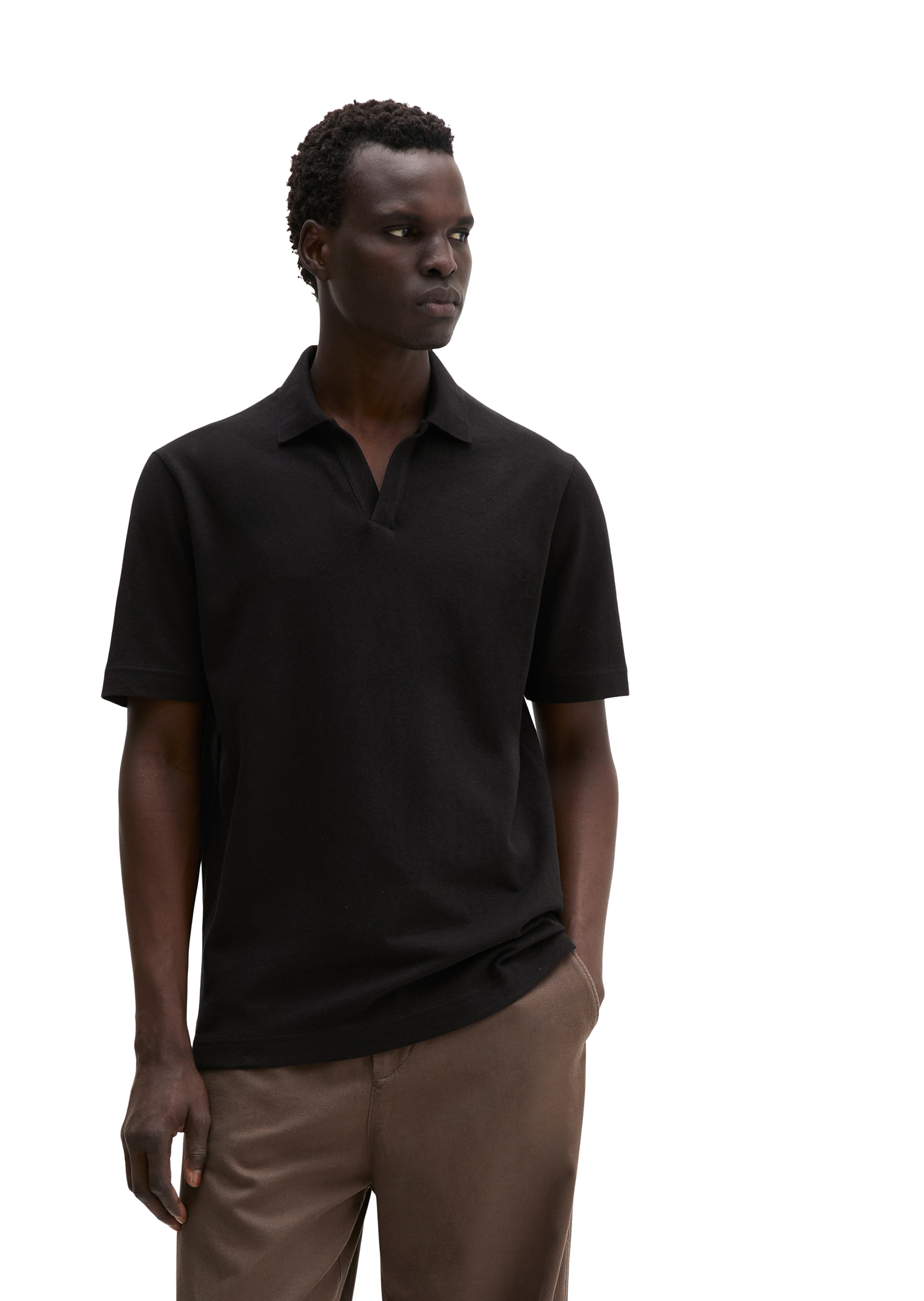T-shirt en jersey à manches courtes regular en coton et lin mélangés, MARC O'POLO