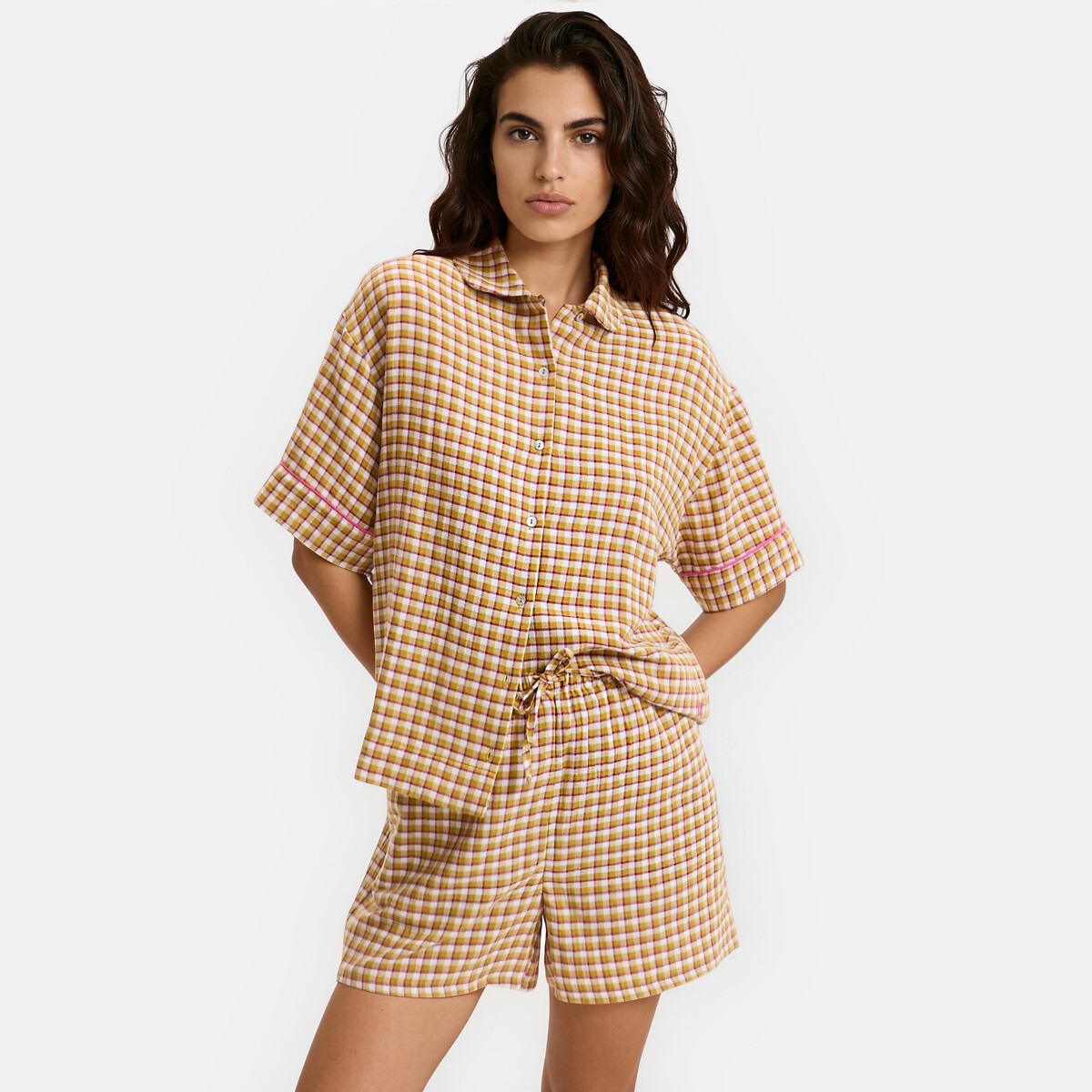 Checked Cotton Short Pyjamas, LA REDOUTE COLLECTIONS